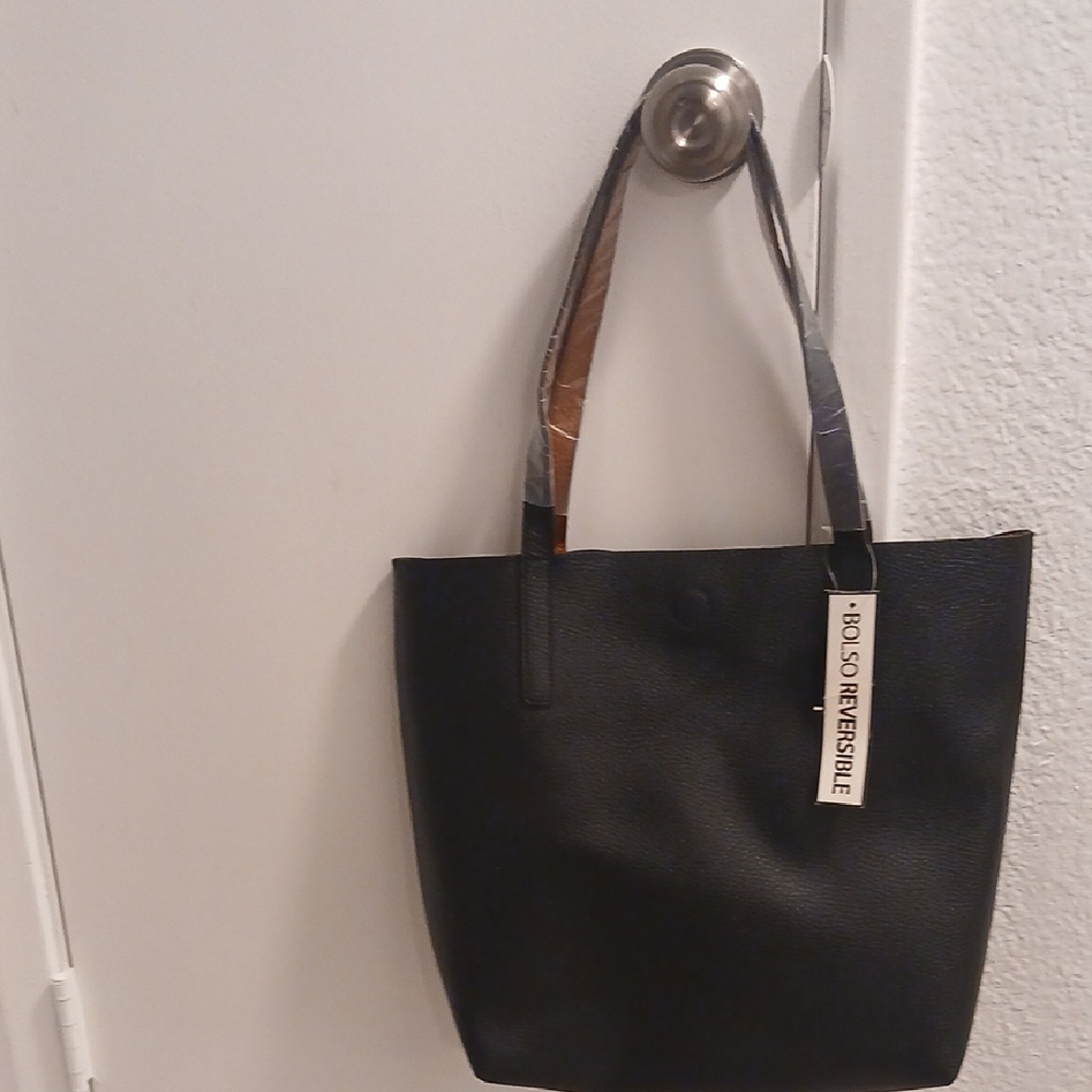 George  Black / Brown 100%:PVC  Tote Bag Magnetic Close Measurments 15 X 13